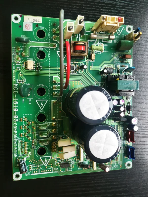 Toshiba Air Conditioner Fan Control Board MCC-1637 and MCC-1610 Series Replacement PCB 2 Toshiba MCC-1637 fan control board connection ports and wiring interface showing the precise pin fittings for HVAC replacement.